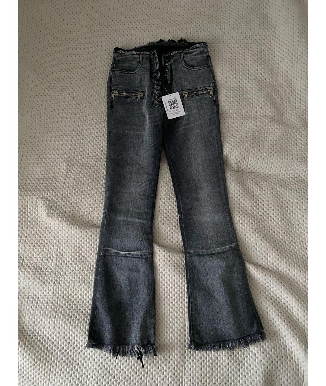 UNRAVEL PROJECT Антрацитовые хлопко-эластановые джинсы клеш, фото 8