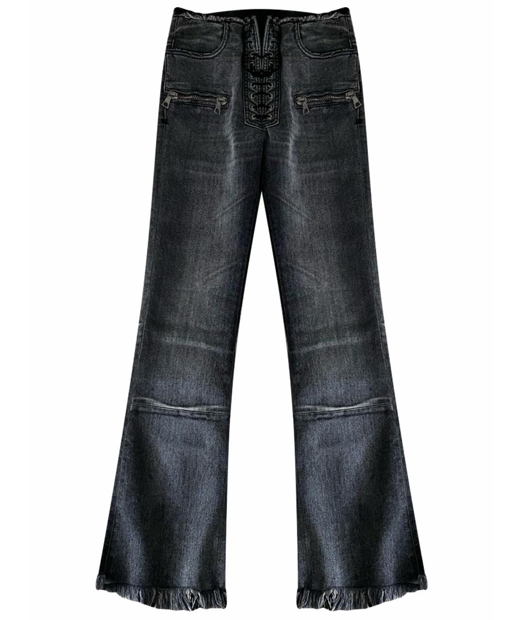 UNRAVEL PROJECT Антрацитовые хлопко-эластановые джинсы клеш, фото 1