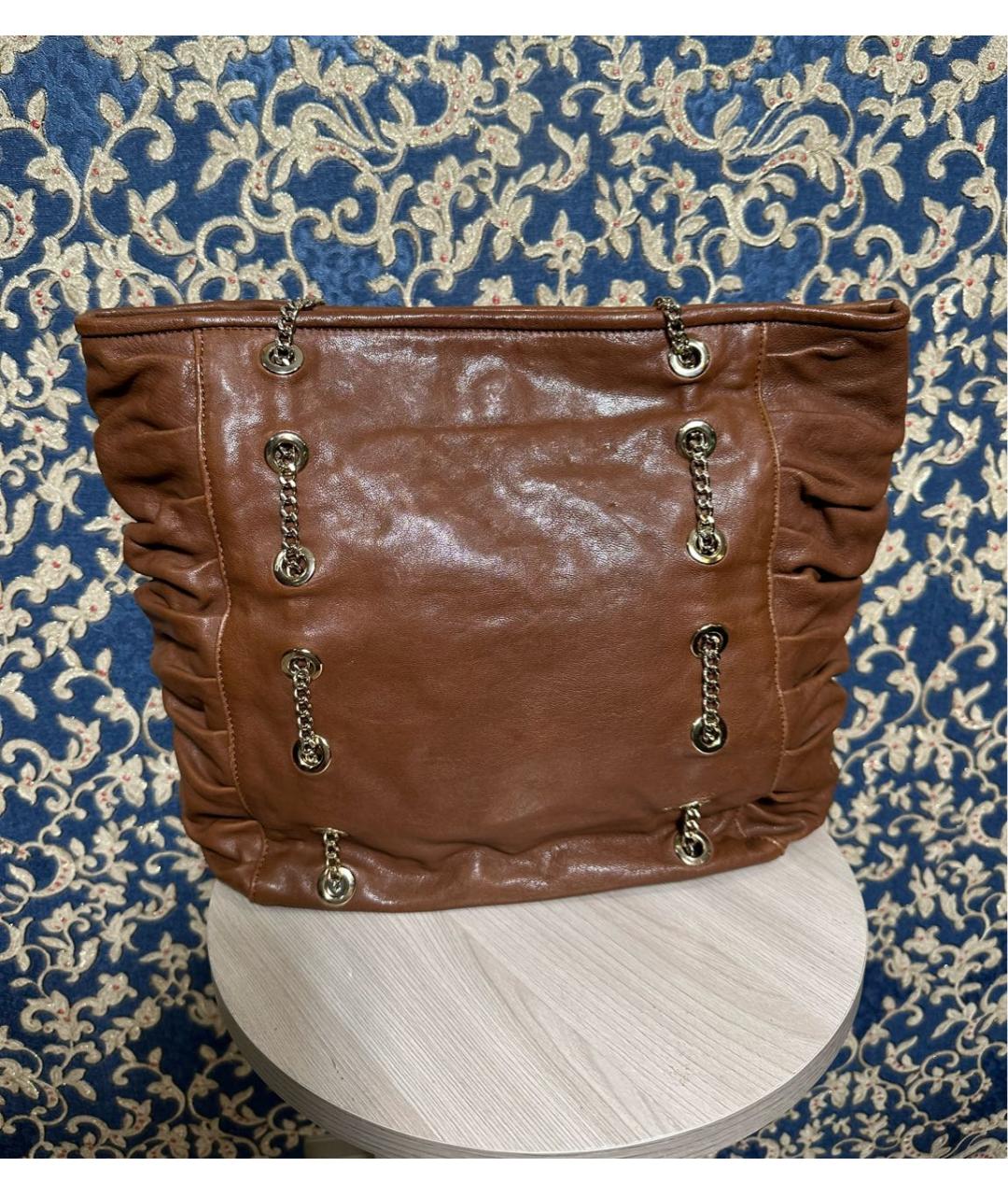 RED VALENTINO Коричневая сумка тоут из искусственной кожи, фото 3