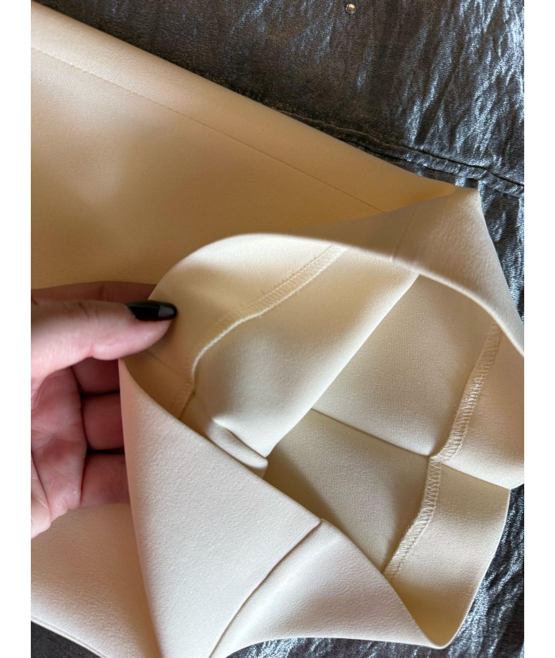 SPORTMAX Бежевые вискозные прямые брюки, фото 5