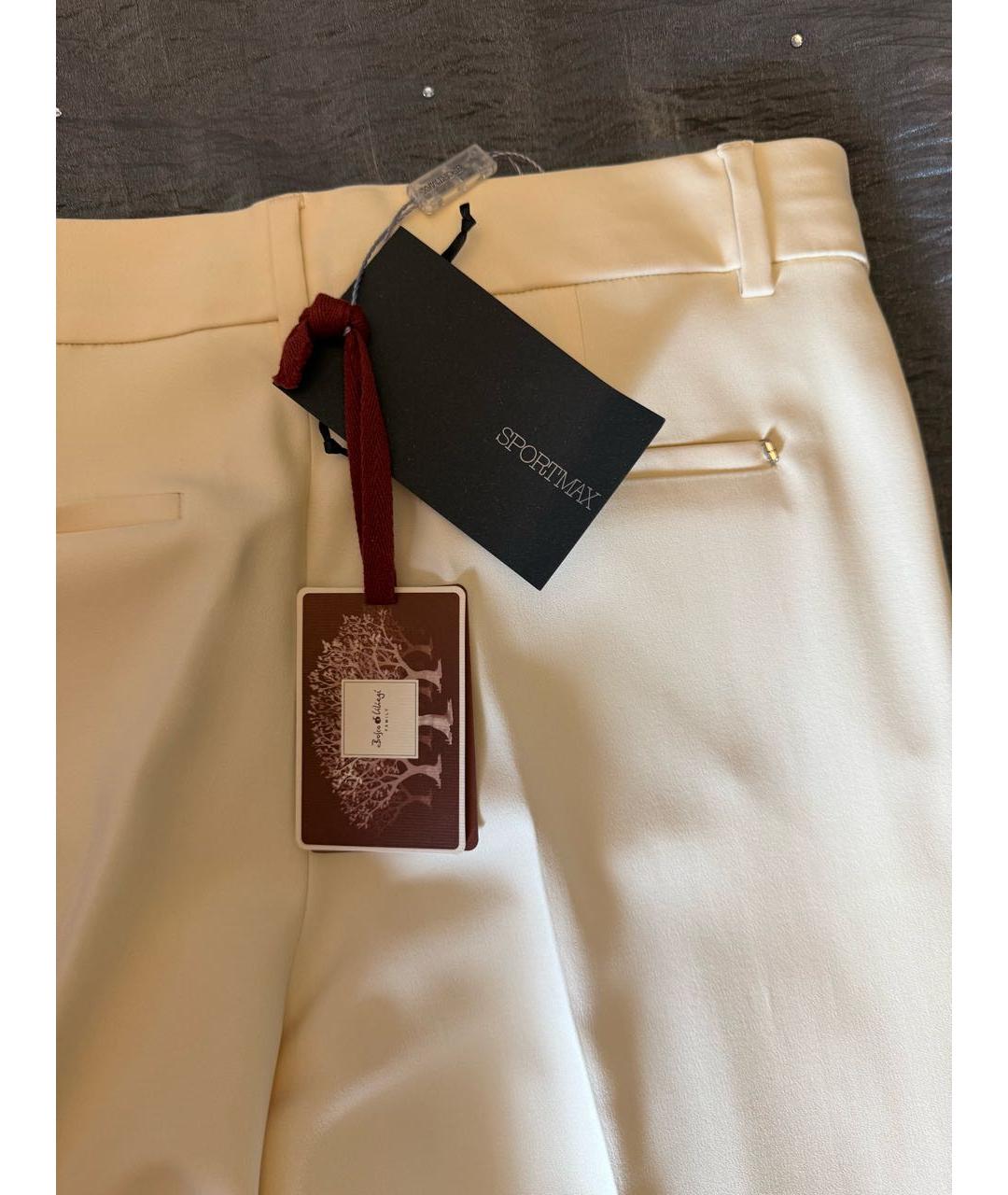SPORTMAX Бежевые вискозные прямые брюки, фото 7