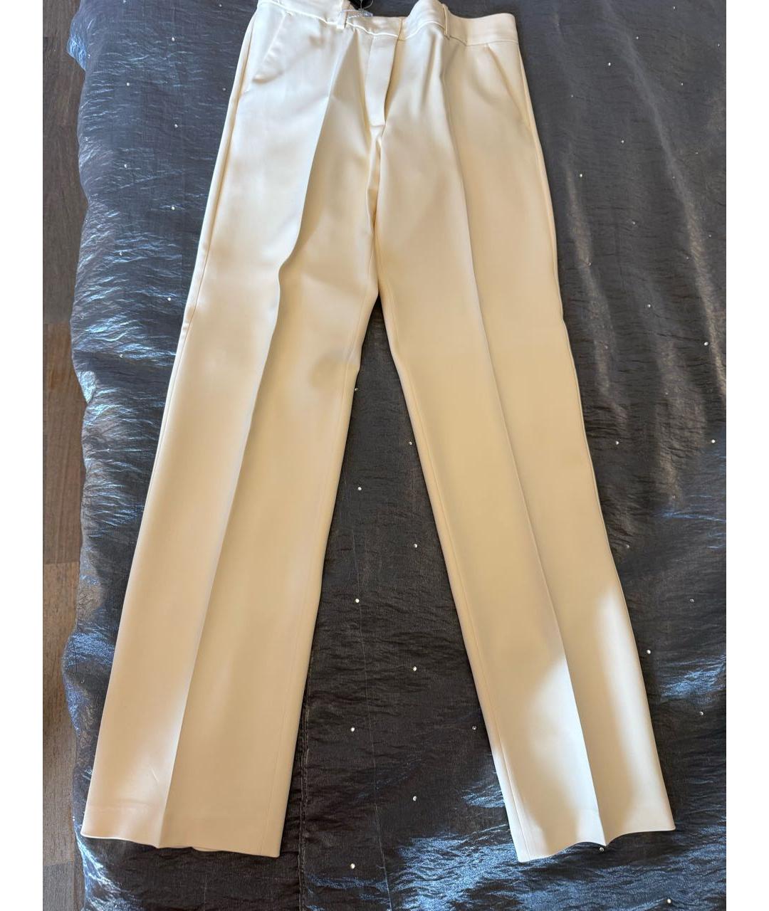 SPORTMAX Бежевые вискозные прямые брюки, фото 8