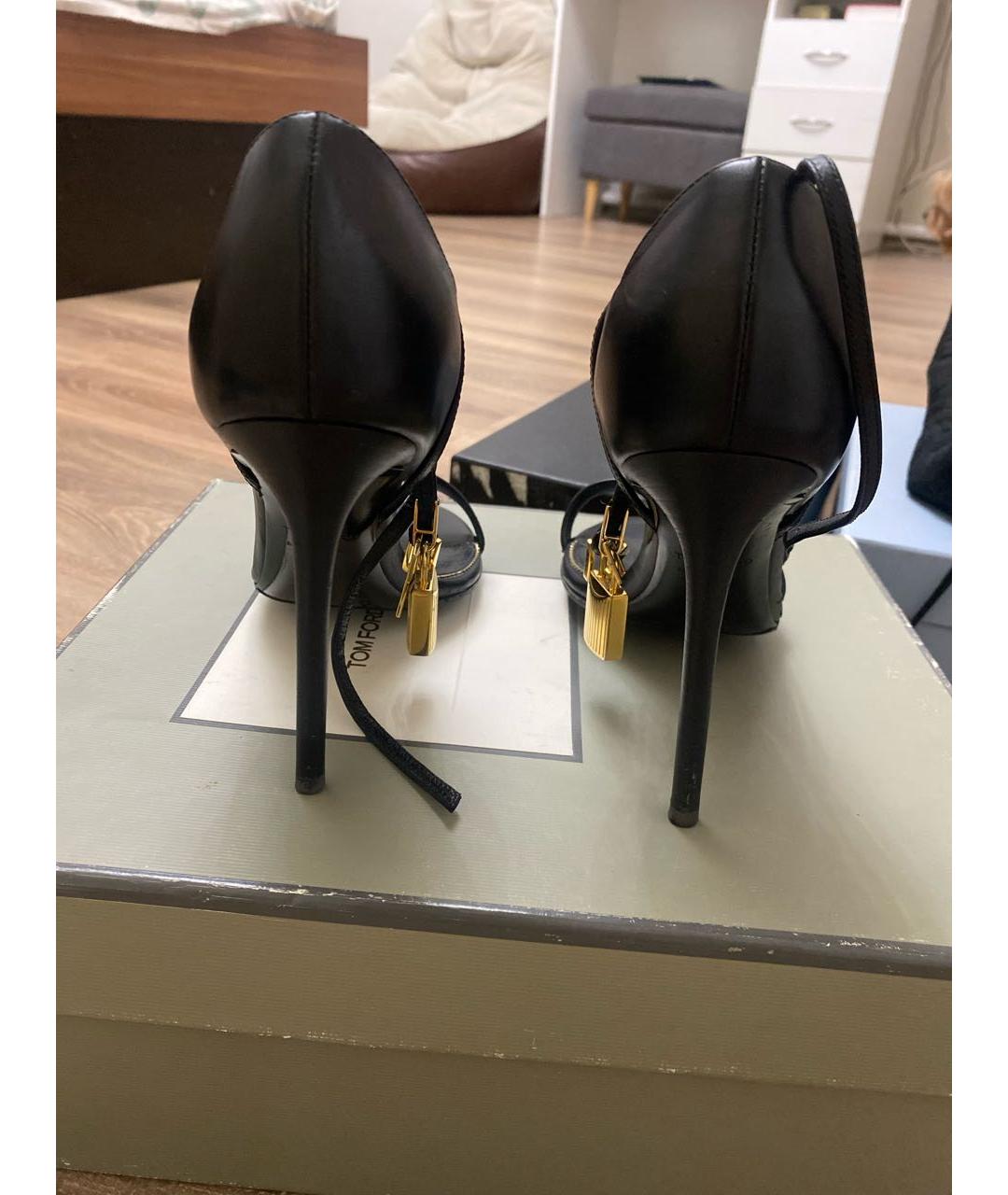 TOM FORD Черные кожаные босоножки, фото 4