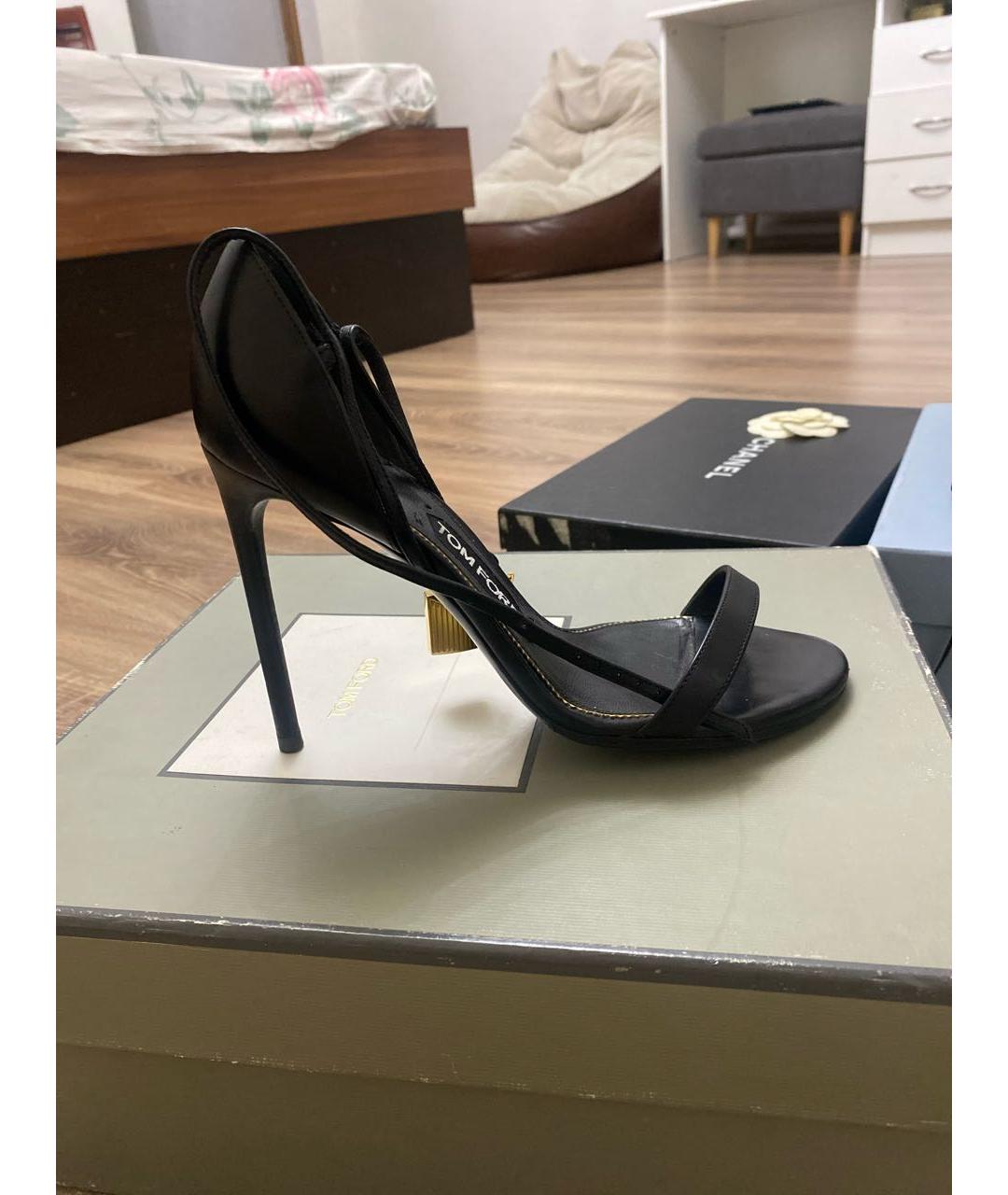 TOM FORD Черные кожаные босоножки, фото 5