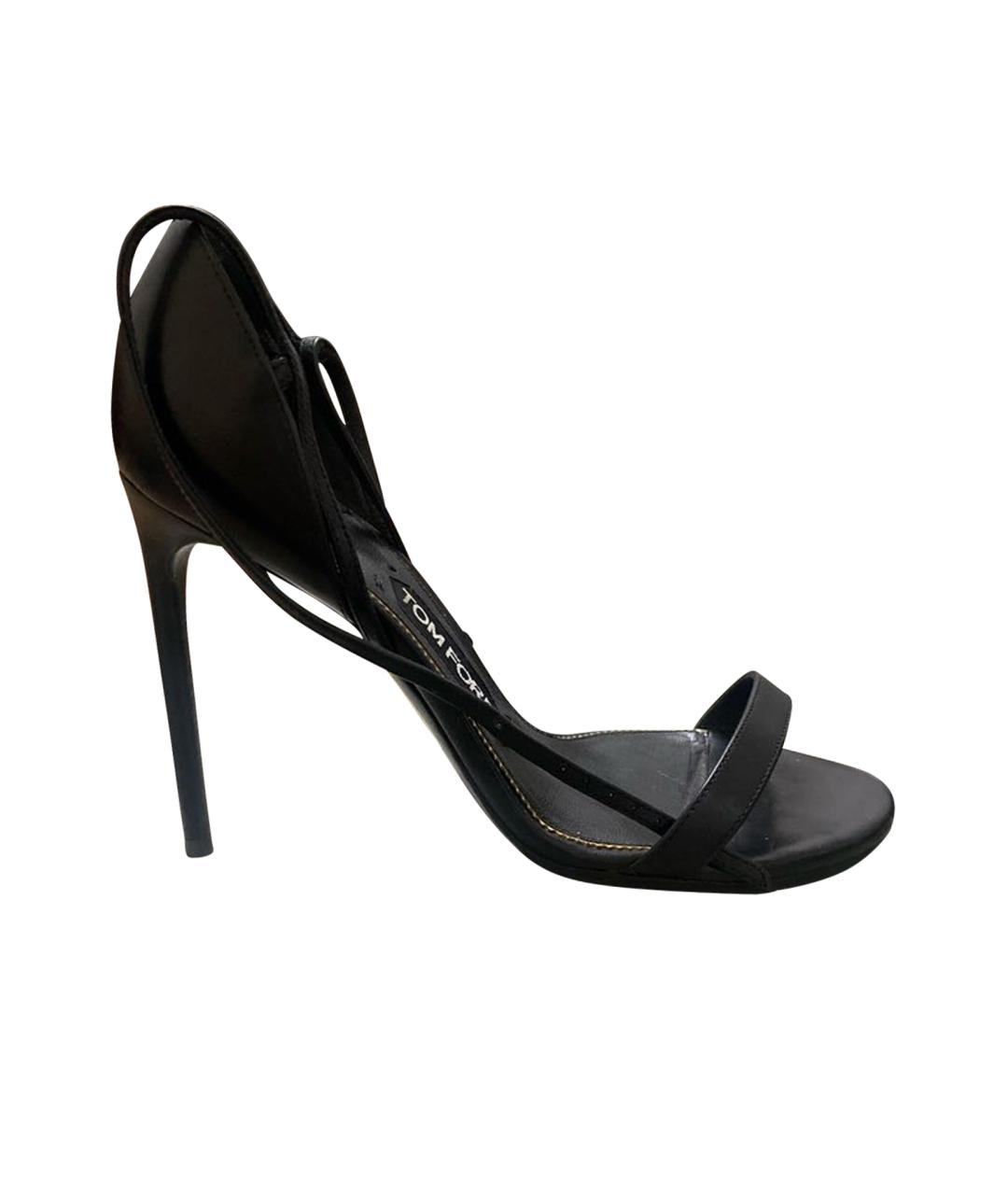 TOM FORD Черные кожаные босоножки, фото 1