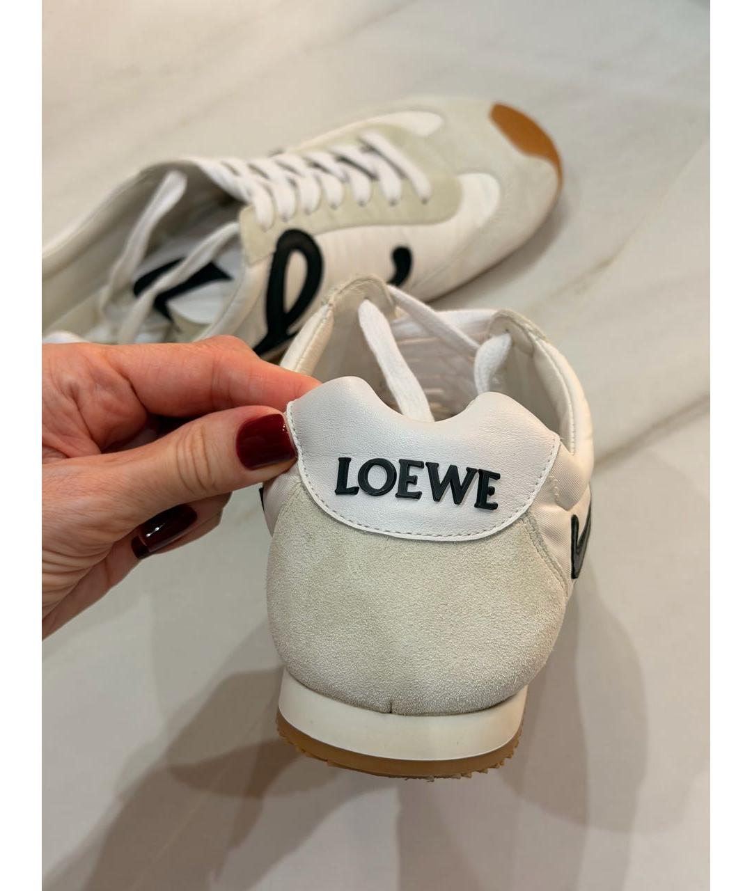 LOEWE Бежевые текстильные кроссовки, фото 7