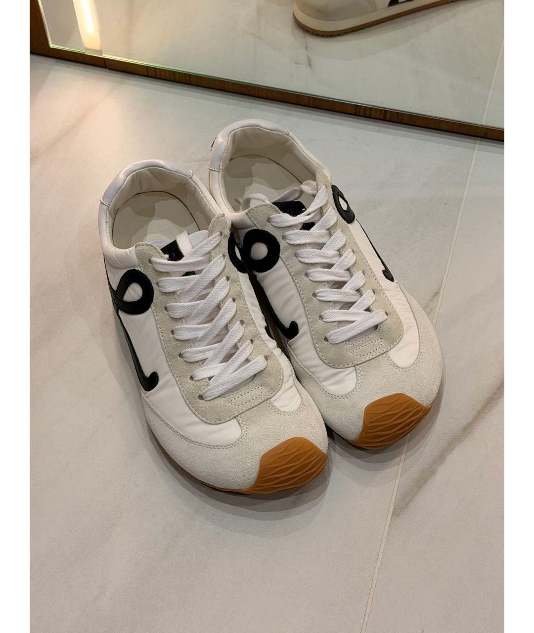 LOEWE Бежевые текстильные кроссовки, фото 4