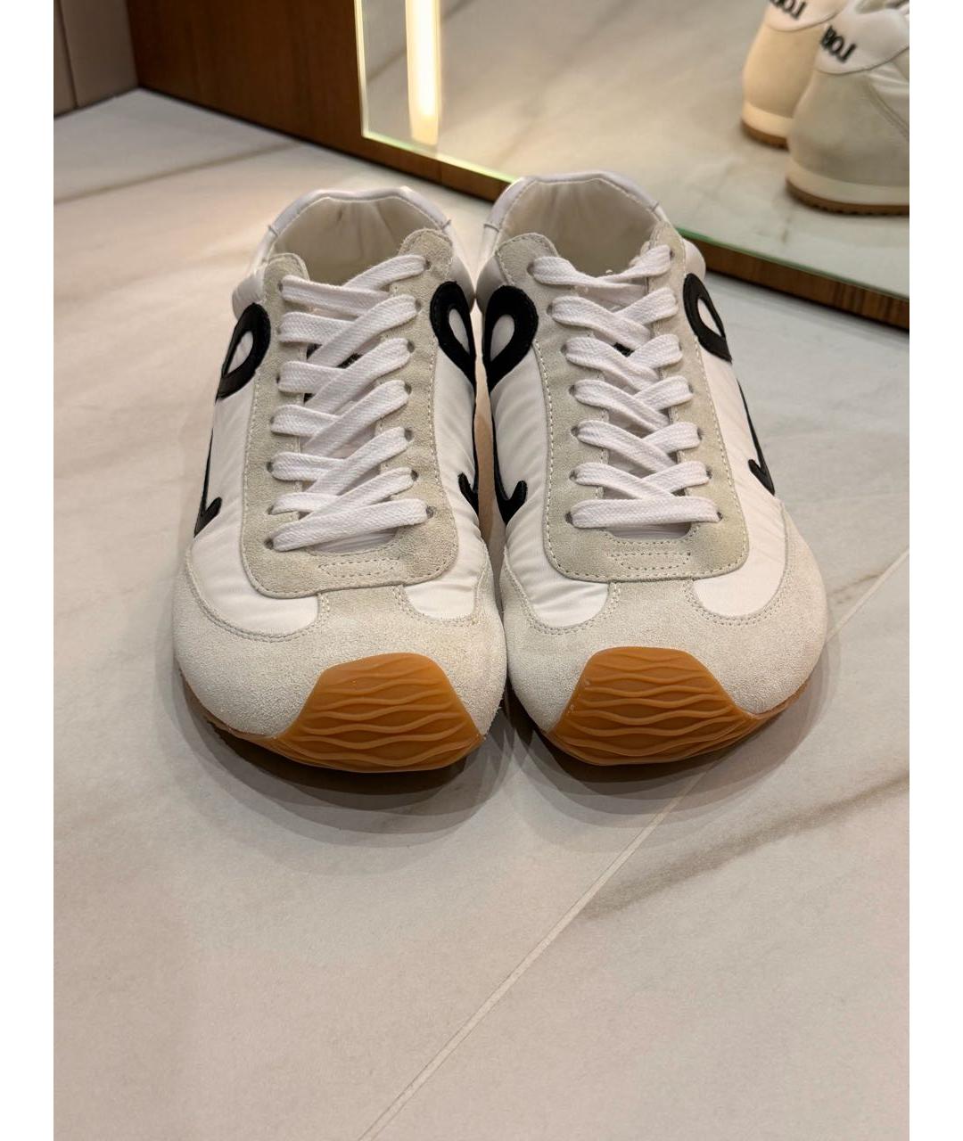 LOEWE Бежевые текстильные кроссовки, фото 3