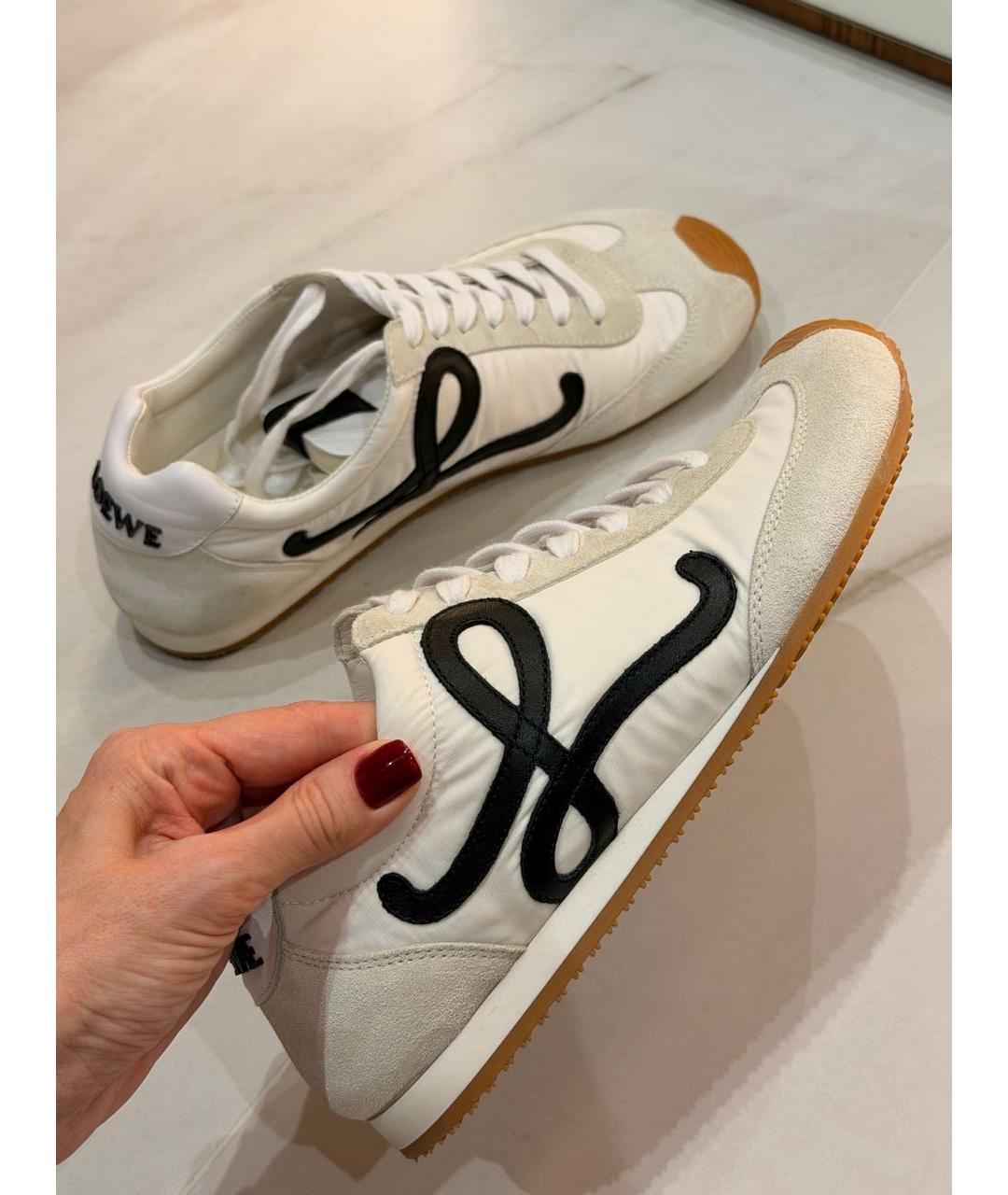 LOEWE Бежевые текстильные кроссовки, фото 8
