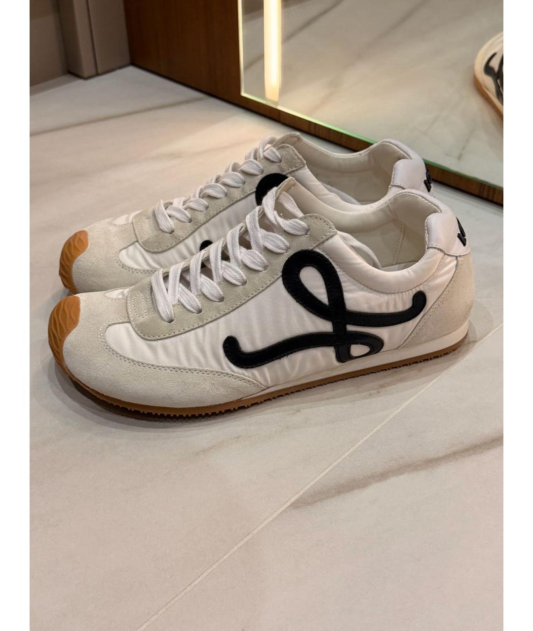 LOEWE Бежевые текстильные кроссовки, фото 2