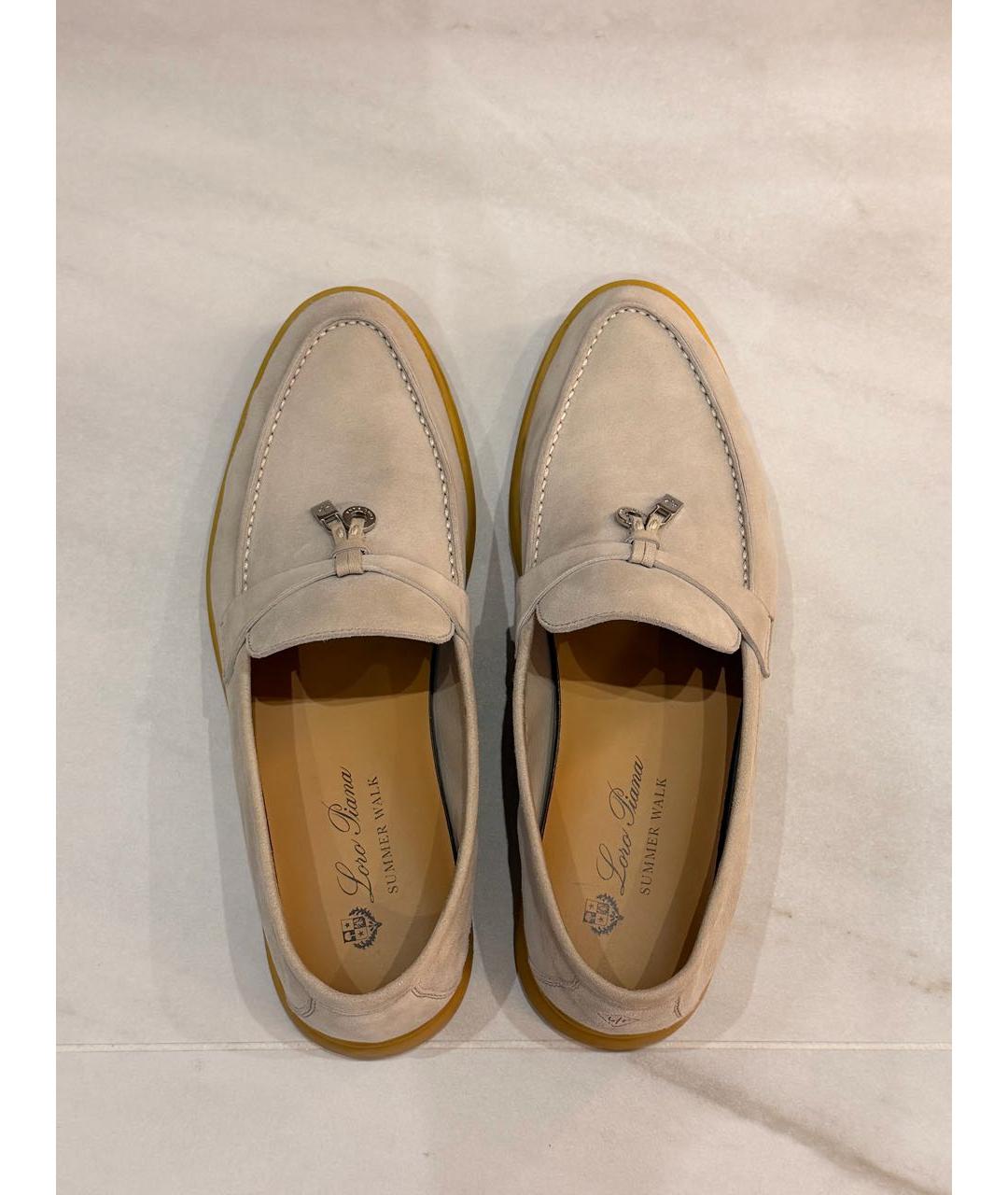LORO PIANA Бежевые замшевые лоферы, фото 4