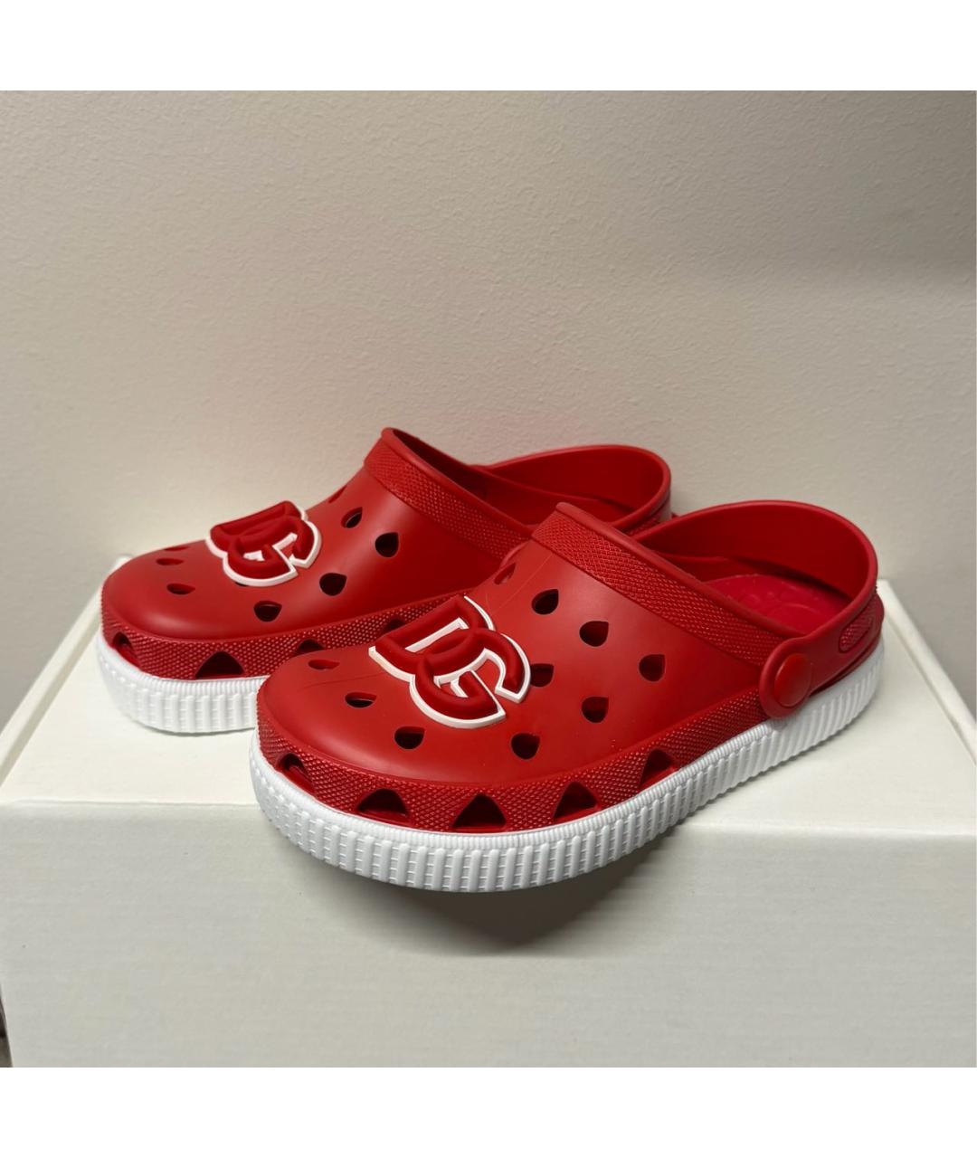 DOLCE&GABBANA Красные резиновые сандалии и шлепанцы, фото 2