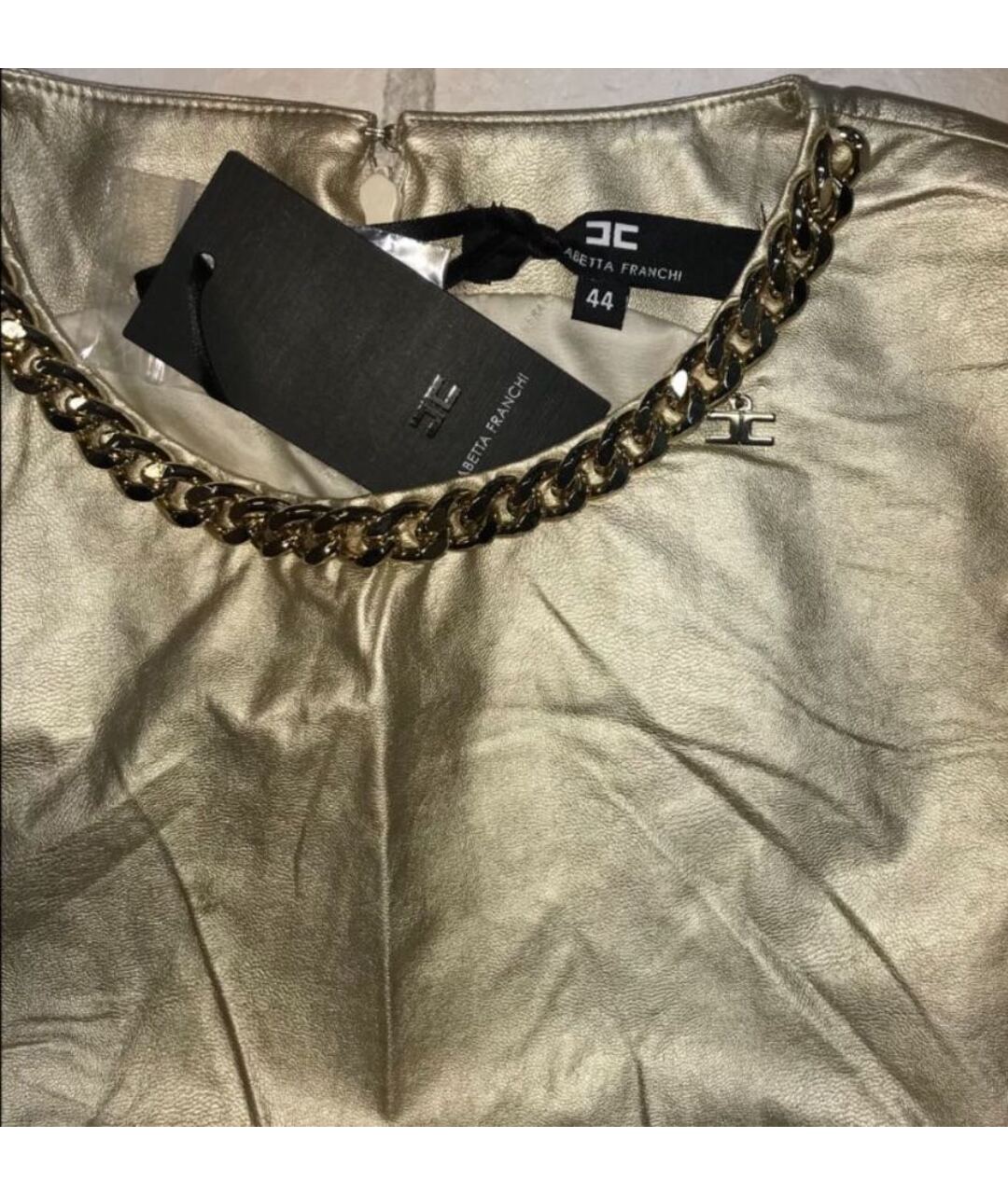 ELISABETTA FRANCHI Золотое повседневное платье, фото 3