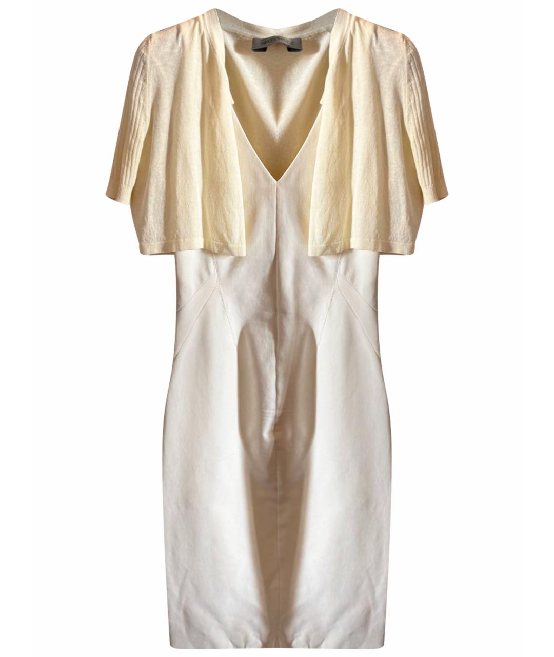 SPORTMAX Белое хлопковое коктейльное платье, фото 1