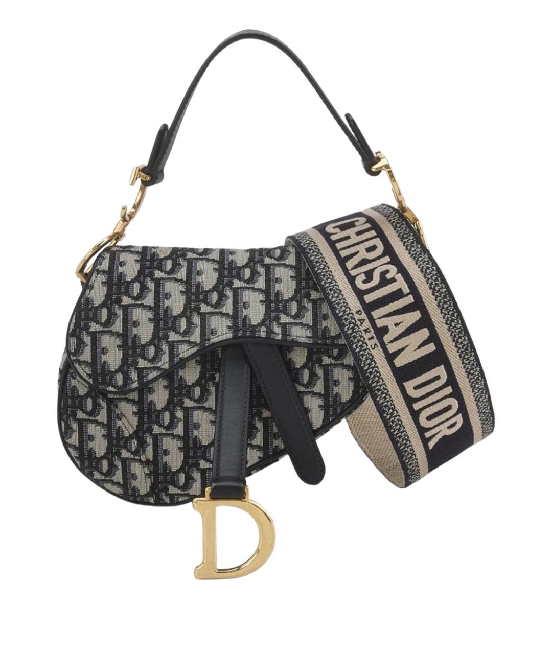 CHRISTIAN DIOR Темно-синяя жаккардовая сумка через плечо, фото 1