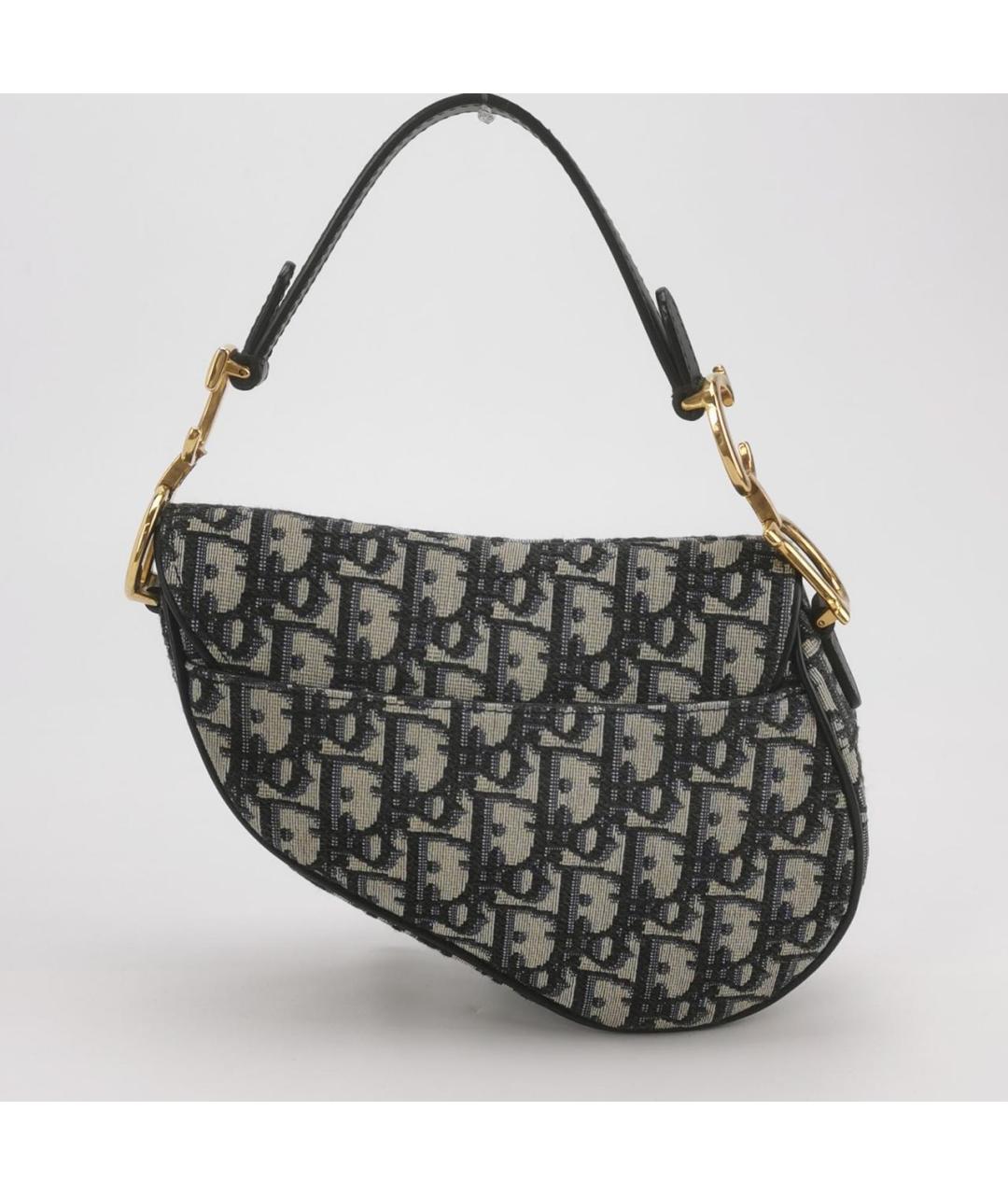 CHRISTIAN DIOR Темно-синяя жаккардовая сумка через плечо, фото 4