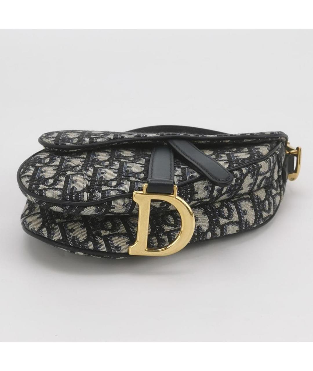 CHRISTIAN DIOR Темно-синяя жаккардовая сумка через плечо, фото 5