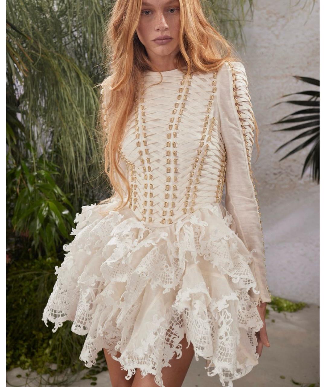 ZIMMERMANN Бежевое льняное платье, фото 3