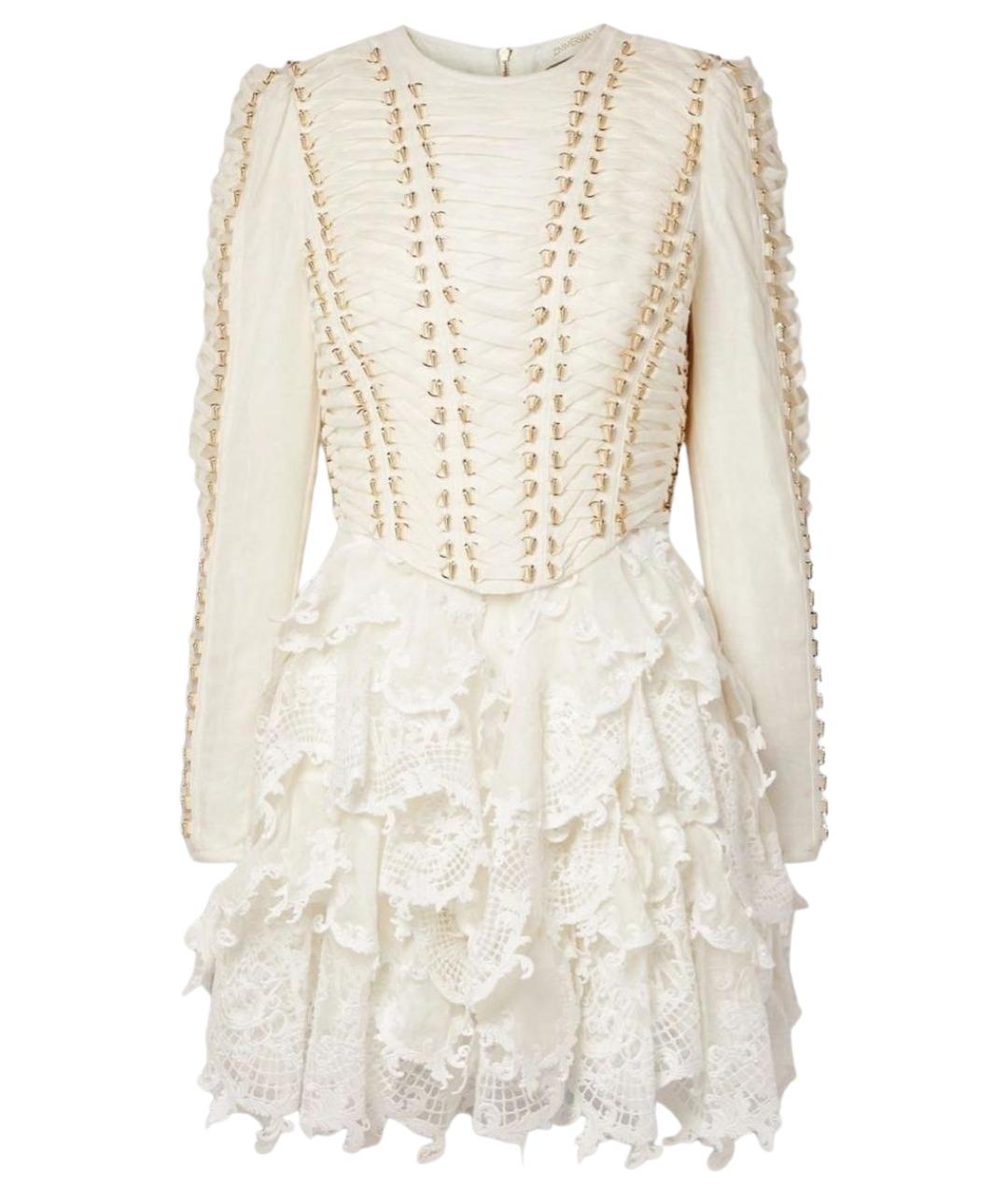 ZIMMERMANN Бежевое льняное платье, фото 1