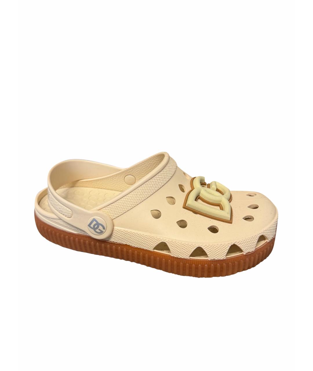 DOLCE & GABBANA KIDS Бежевые резиновые сандалии и шлепанцы, фото 1