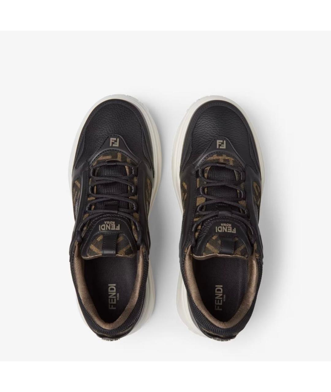 FENDI Черные кожаные низкие кроссовки / кеды, фото 4
