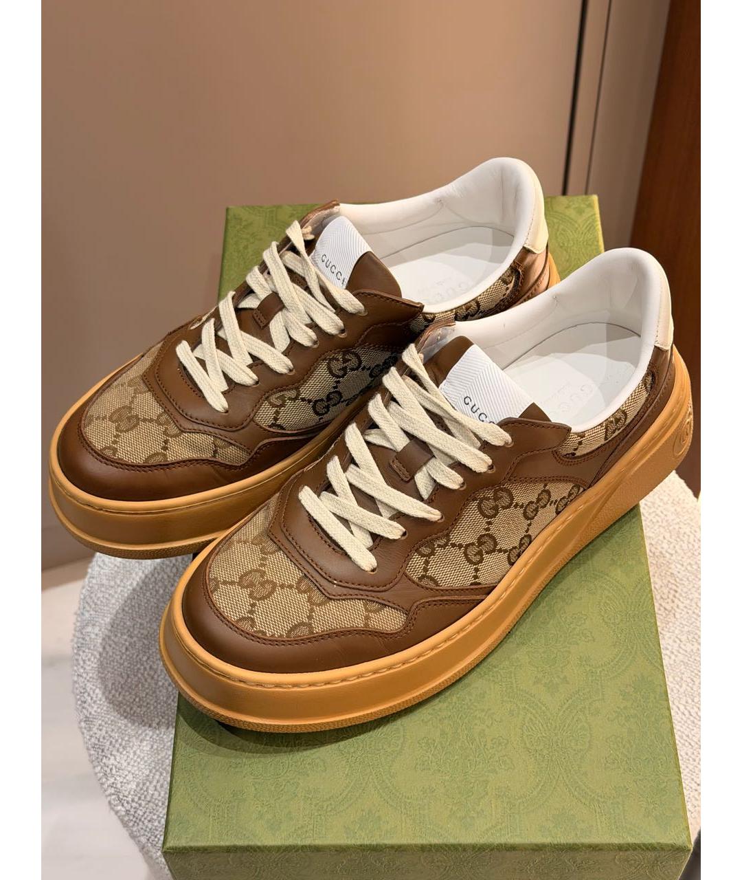 GUCCI Коричневые кожаные кроссовки, фото 5