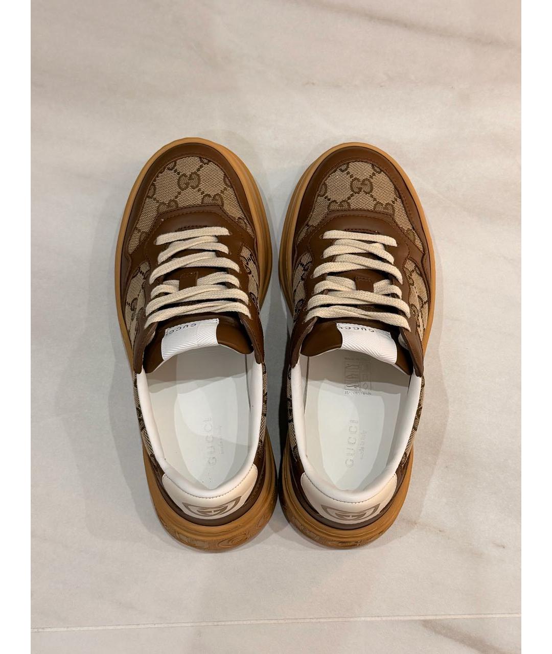GUCCI Коричневые кожаные кроссовки, фото 3