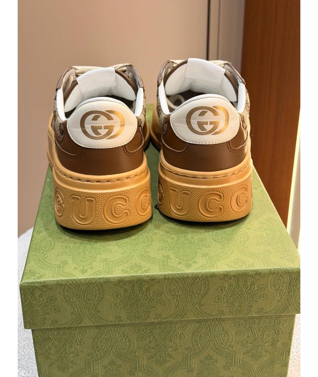 GUCCI Коричневые кожаные кроссовки, фото 4