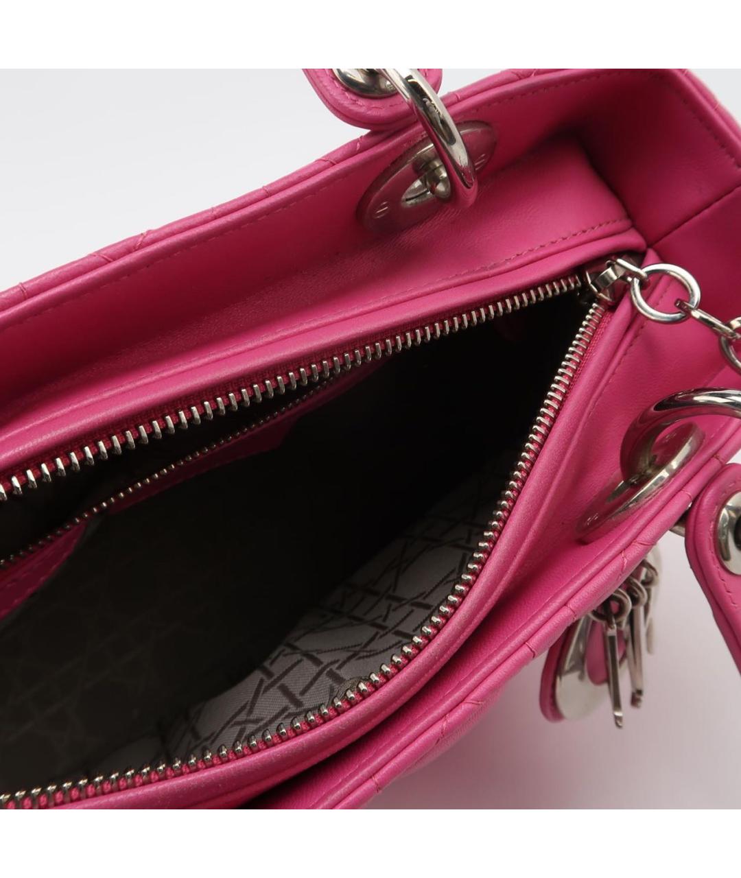 CHRISTIAN DIOR Розовая кожаная сумка с короткими ручками, фото 6