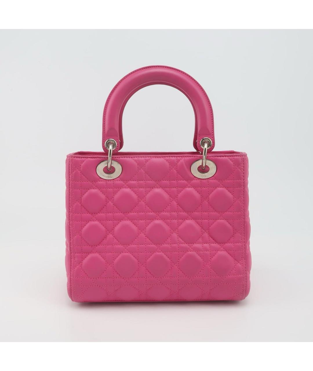 CHRISTIAN DIOR Розовая кожаная сумка с короткими ручками, фото 4