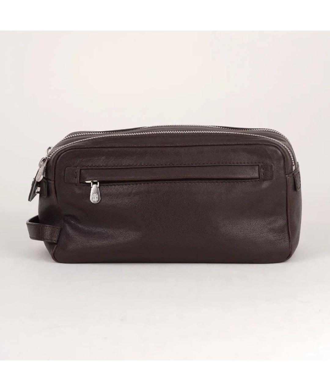 BRUNELLO CUCINELLI Коричневая кожаная барсетка, фото 2