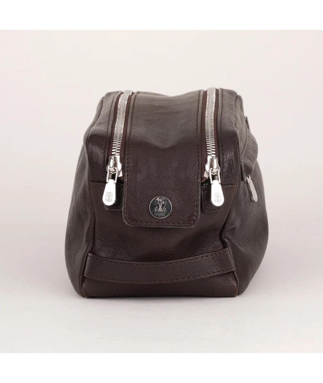 BRUNELLO CUCINELLI Коричневая кожаная барсетка, фото 3