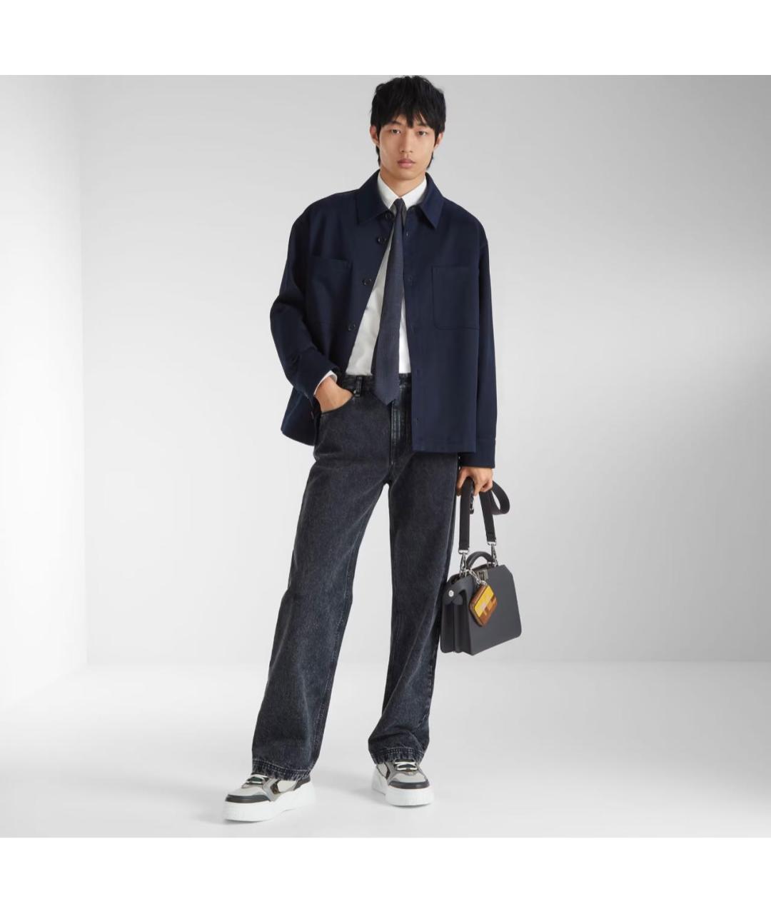 FENDI Серые кожаные низкие кроссовки / кеды, фото 5