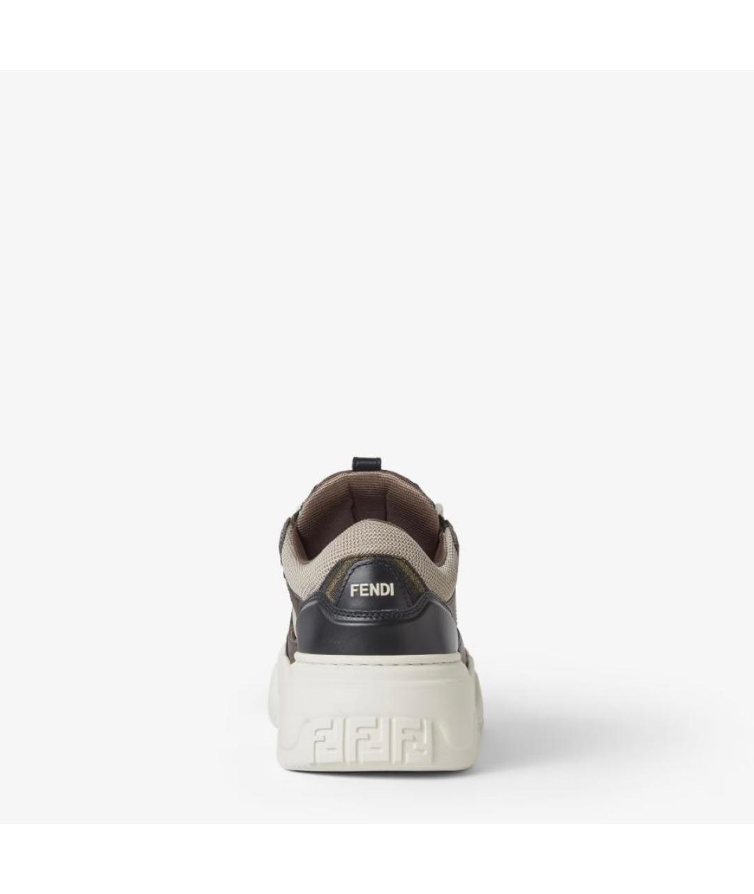 FENDI Коричневые кожаные низкие кроссовки / кеды, фото 3