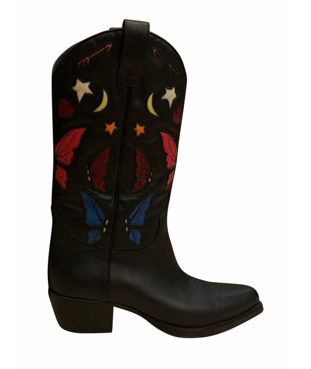 VALENTINO Черные кожаные полусапоги, фото 1