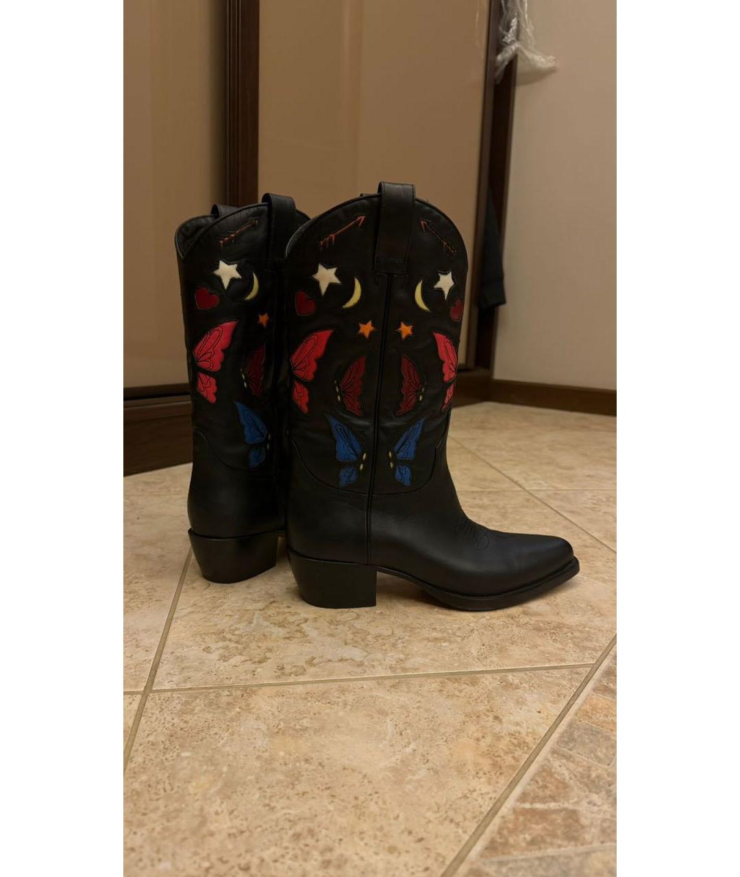 VALENTINO Черные кожаные полусапоги, фото 6