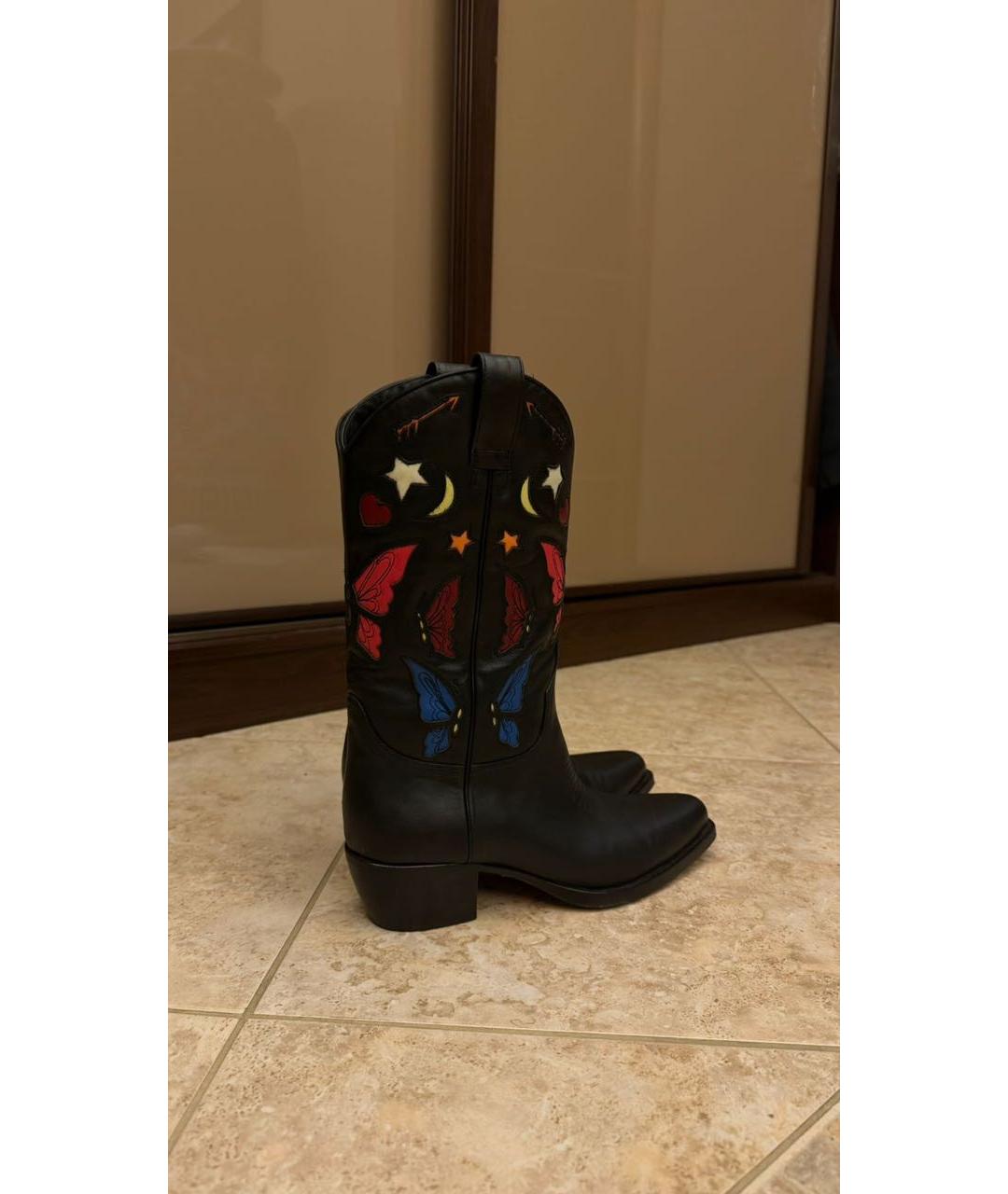 VALENTINO Черные кожаные полусапоги, фото 4