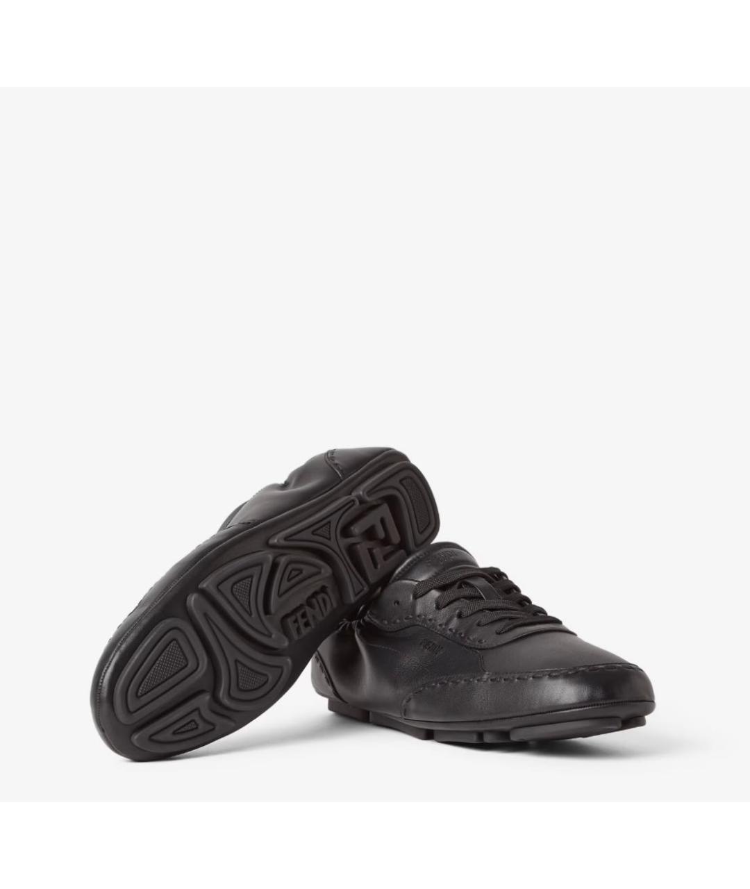 FENDI Черные кожаные низкие кроссовки / кеды, фото 5