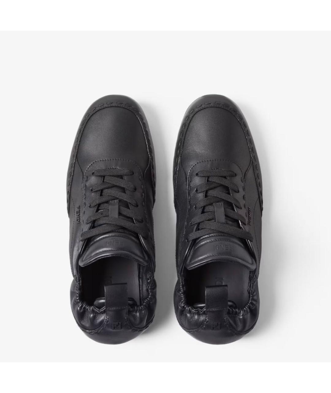 FENDI Черные кожаные низкие кроссовки / кеды, фото 4