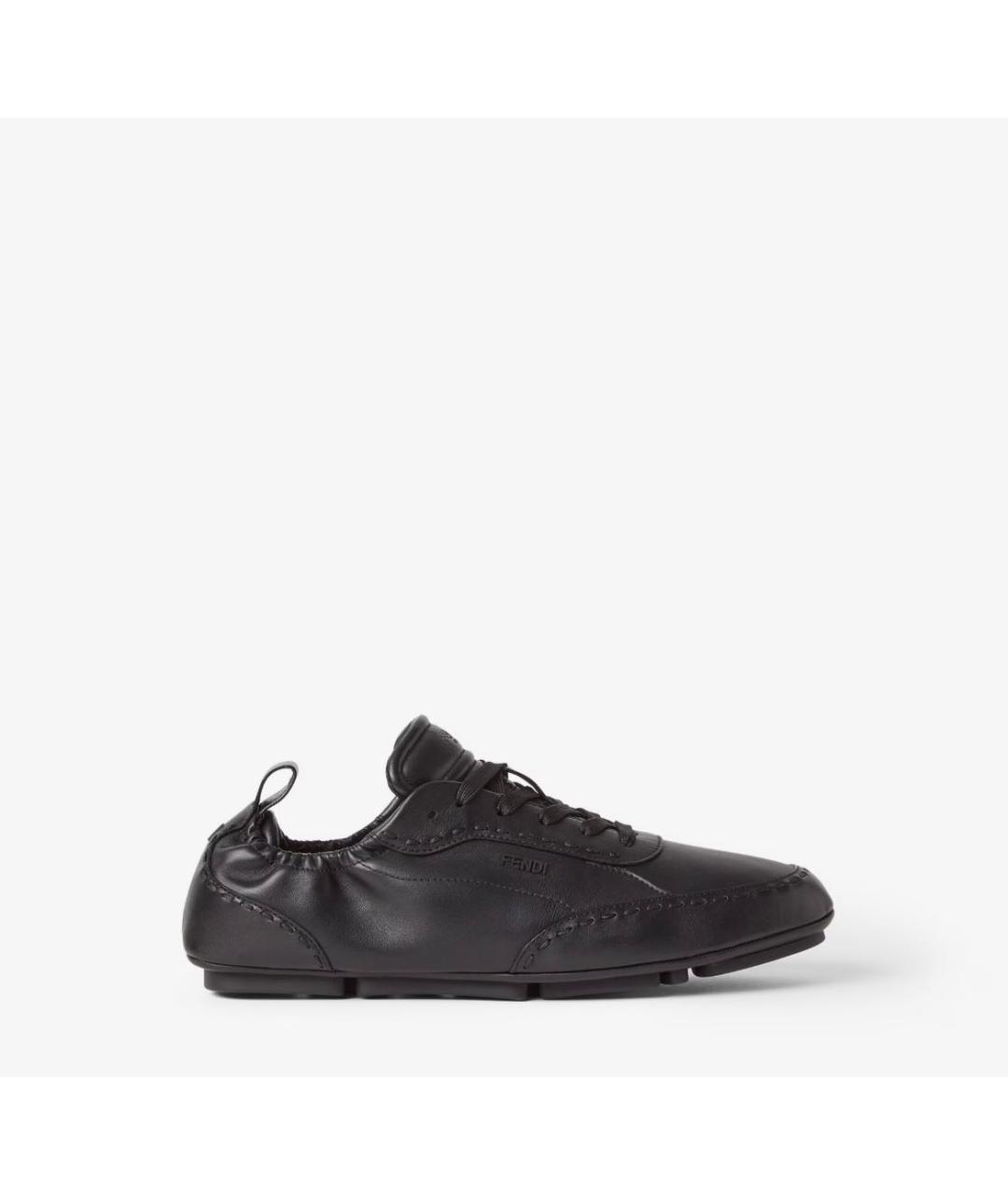 FENDI Черные кожаные низкие кроссовки / кеды, фото 7