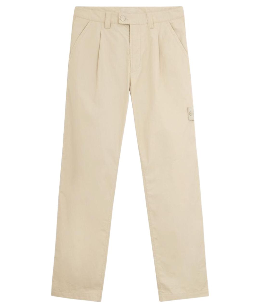 STONE ISLAND Бежевые хлопковые повседневные брюки, фото 1