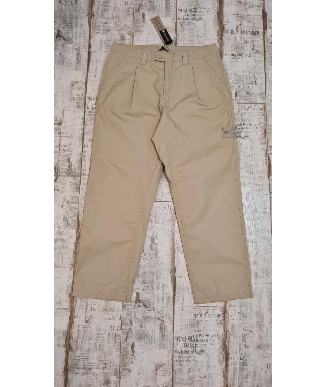 STONE ISLAND Бежевые хлопковые повседневные брюки, фото 4