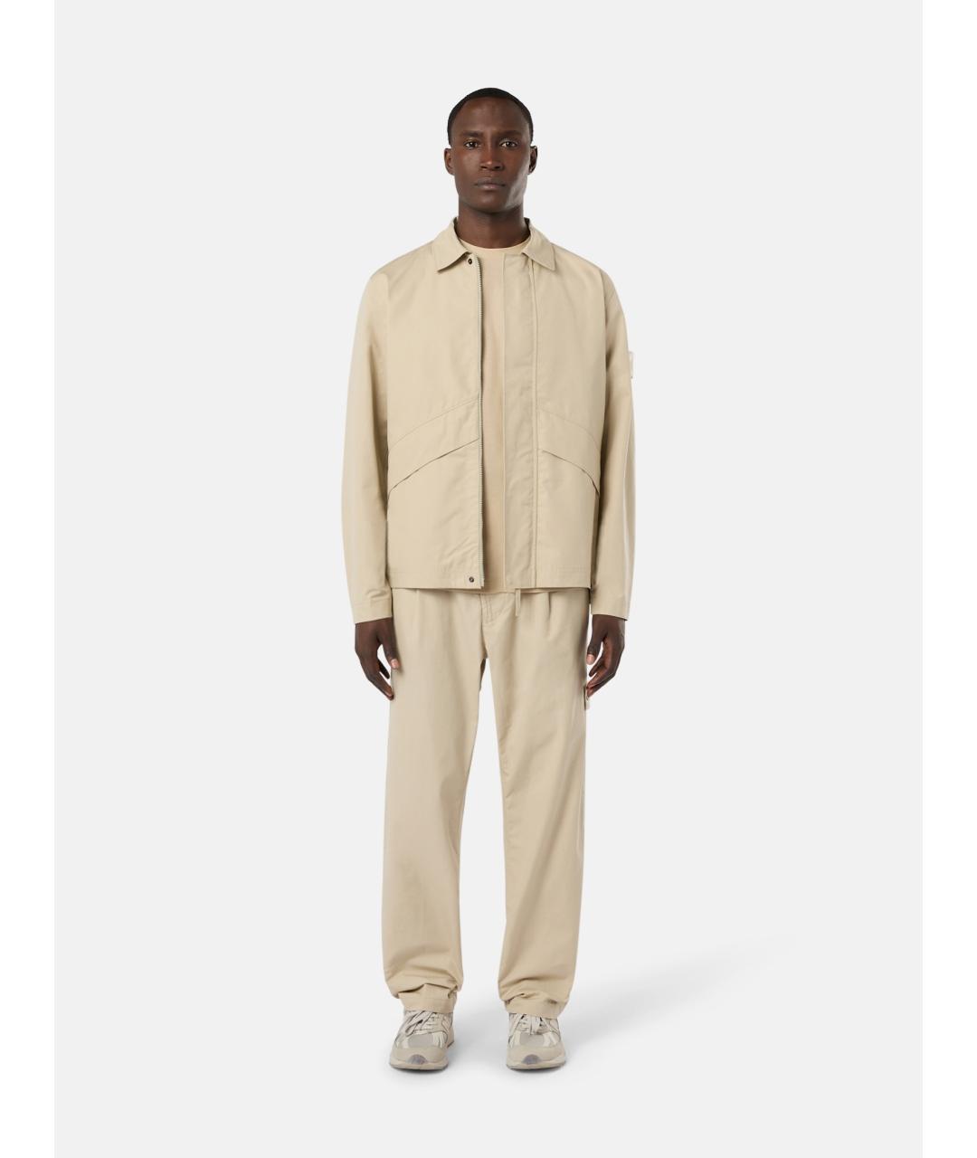 STONE ISLAND Бежевые хлопковые повседневные брюки, фото 3