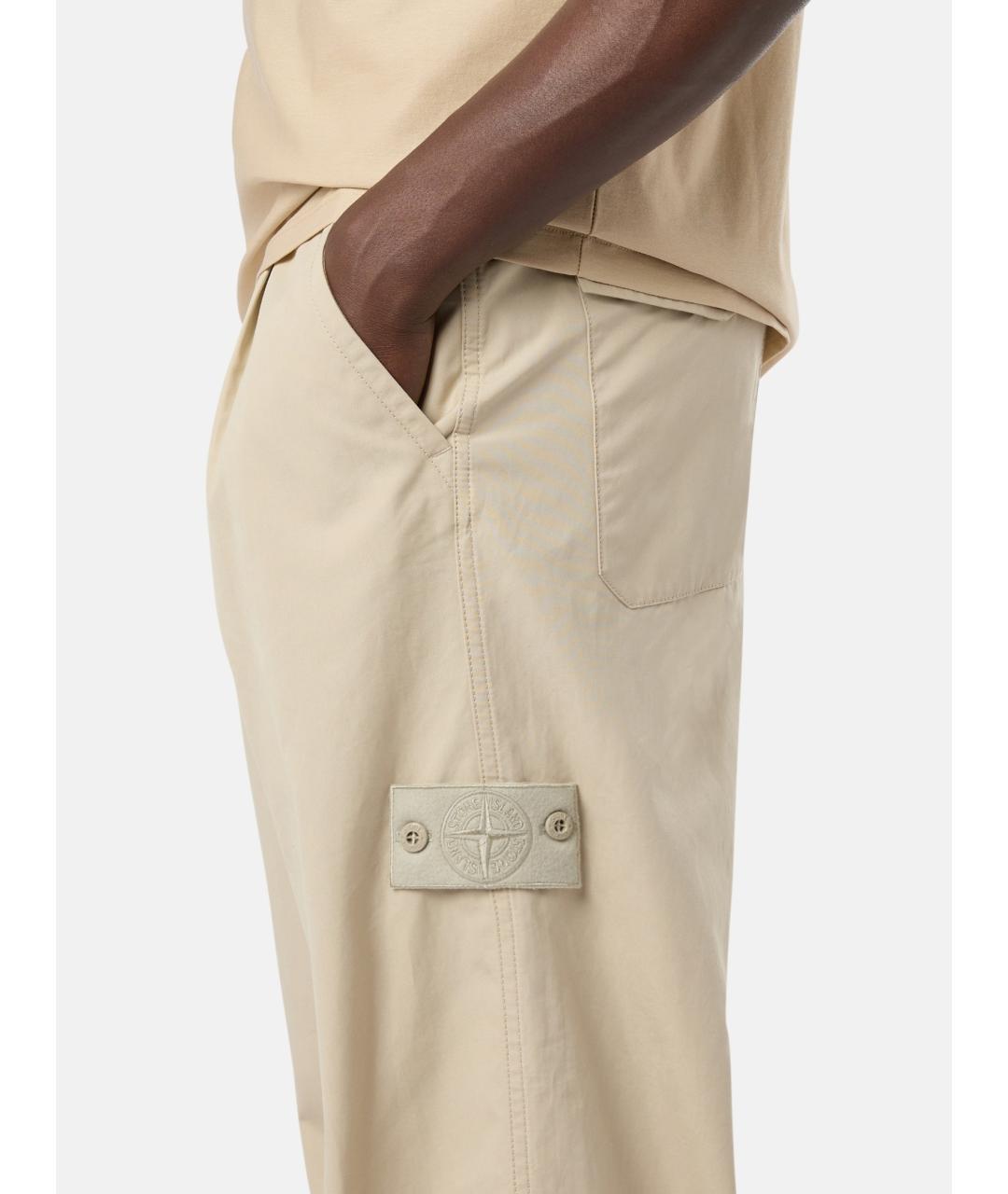 STONE ISLAND Бежевые хлопковые повседневные брюки, фото 2