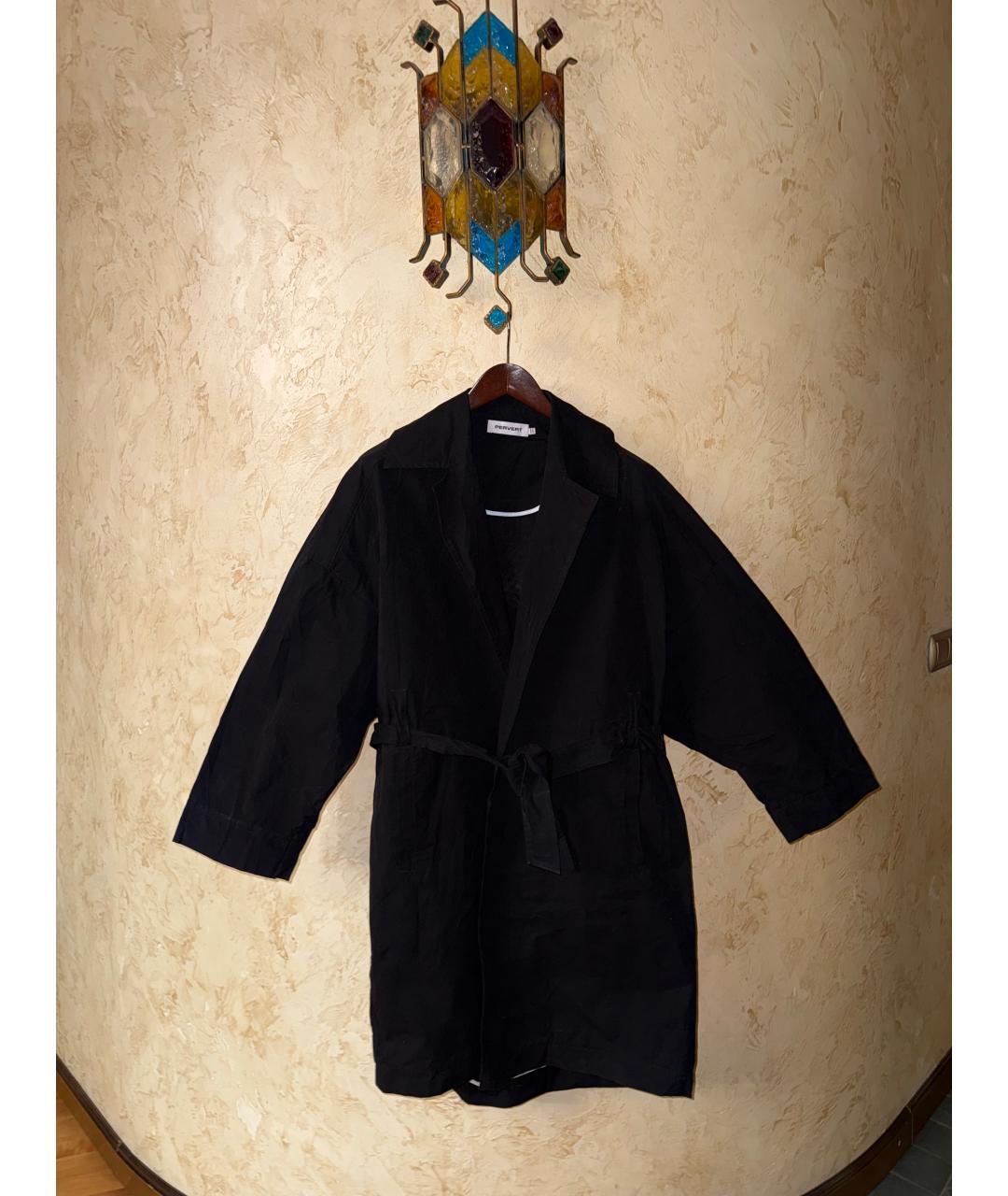 PERVERT Черный хлопковый тренч/плащ, фото 8