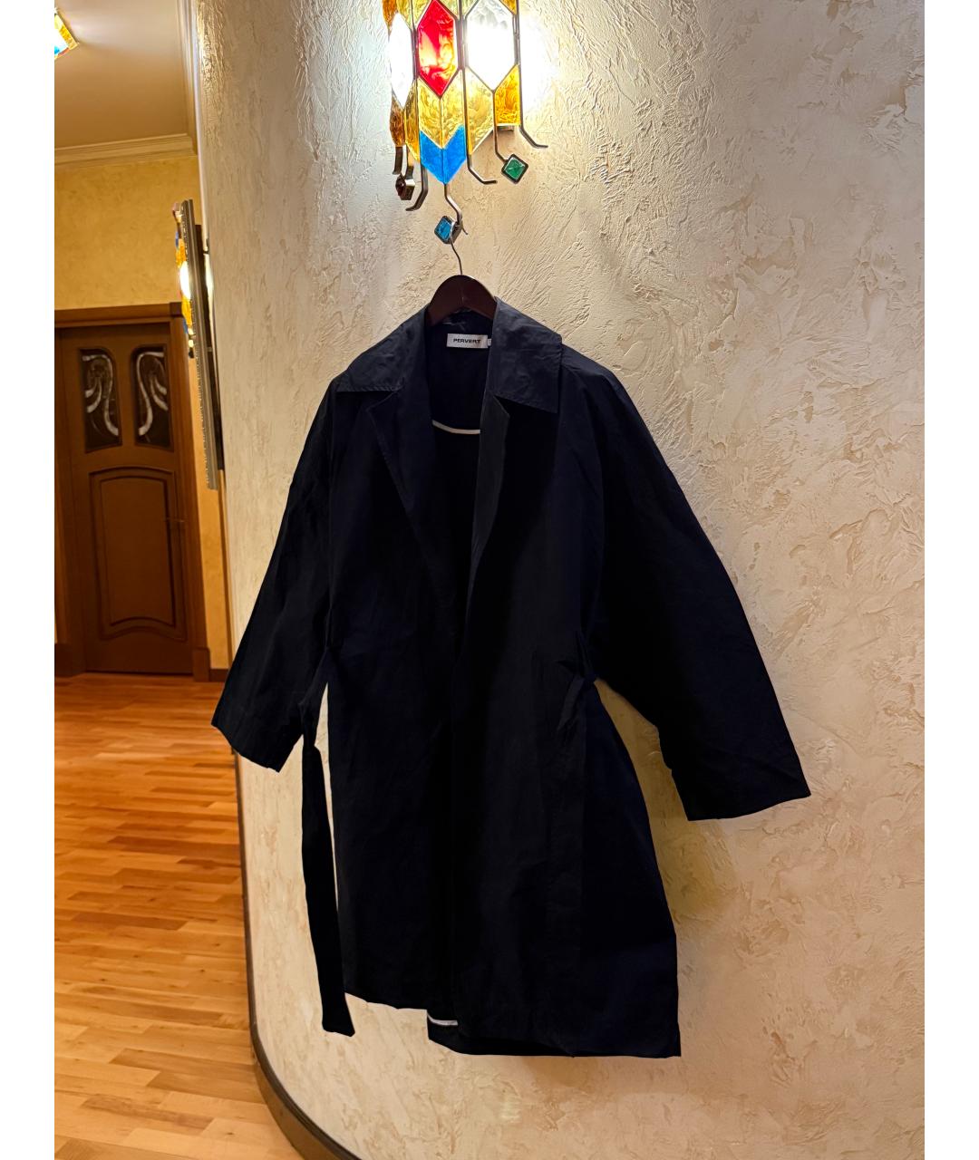 PERVERT Черный хлопковый тренч/плащ, фото 6