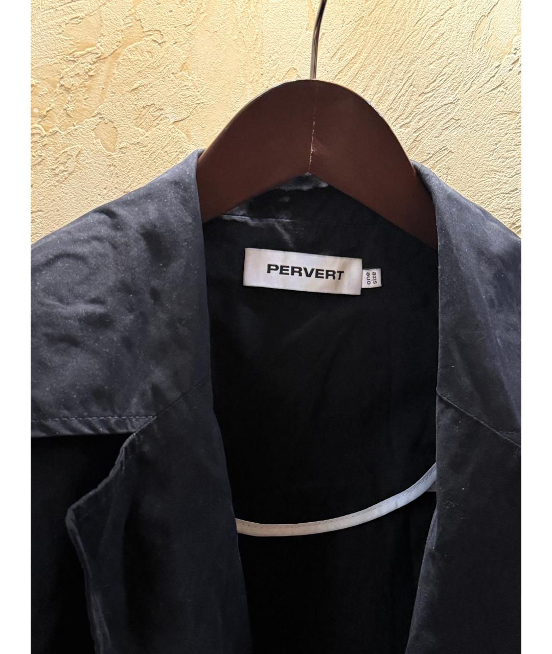 PERVERT Черный хлопковый тренч/плащ, фото 3