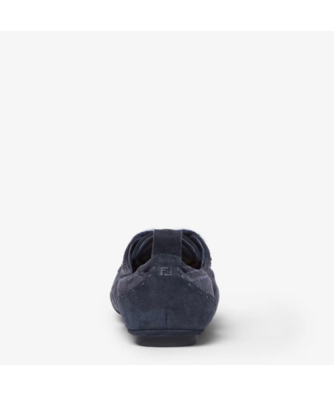 FENDI Темно-синие замшевые низкие кроссовки / кеды, фото 3
