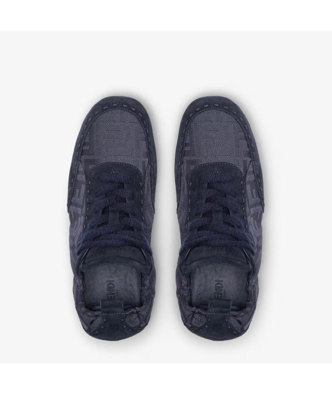 FENDI Темно-синие замшевые низкие кроссовки / кеды, фото 4