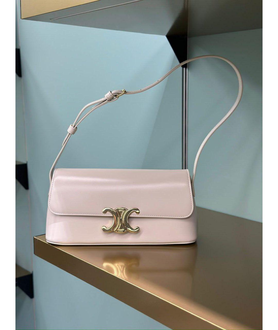 CELINE Белая кожаная сумка через плечо, фото 6